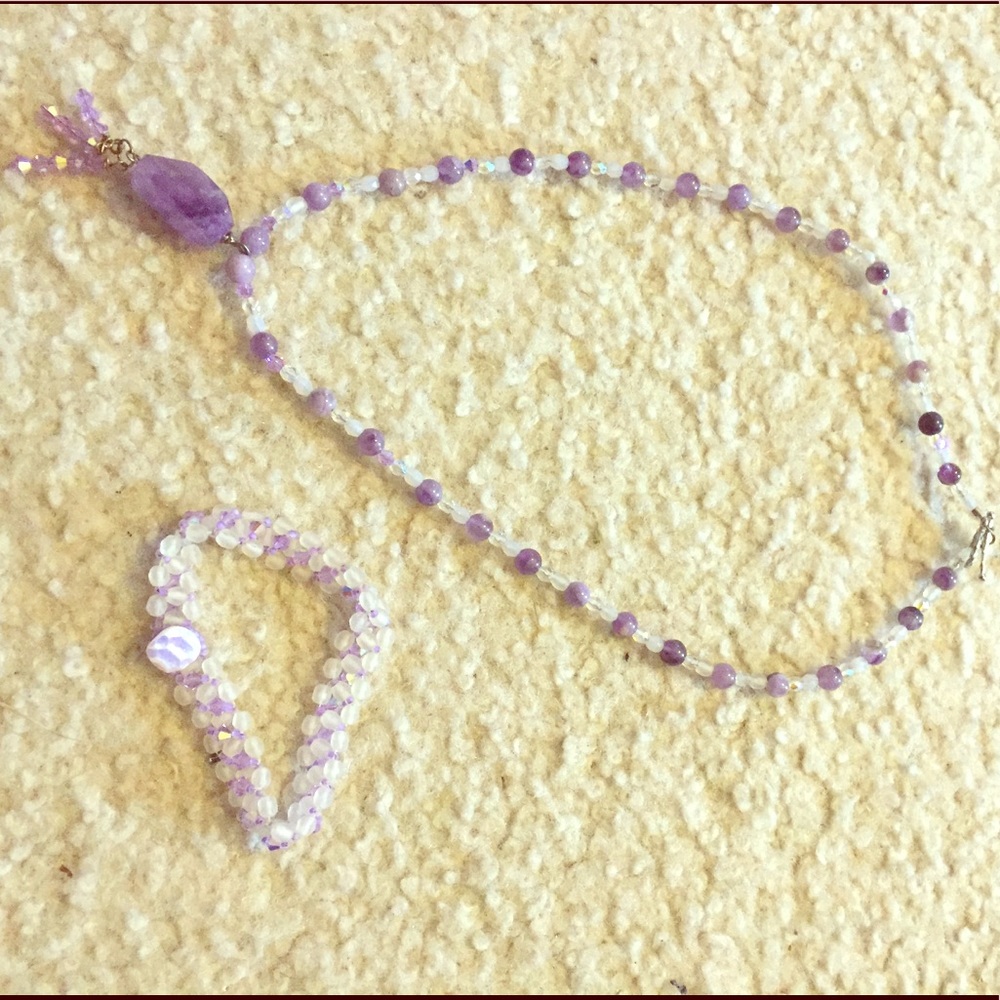 Handmade purple quartz Necklace and Bracelet
